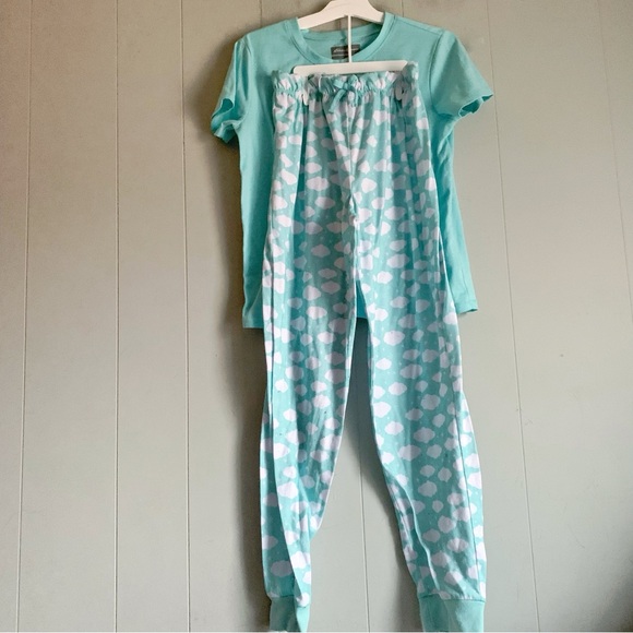 Eddie Bauer Kids 3 Pc Teal Cloud Printed PJ Set L (14/16) - Picture 8 of 14